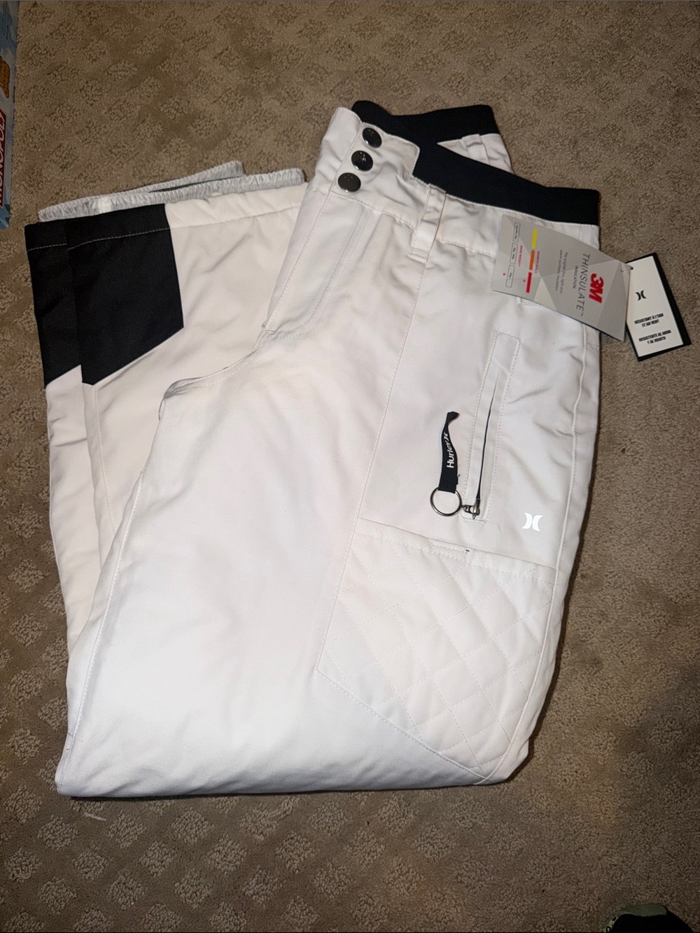 Hurley White Snow Joggers with Black Accents
